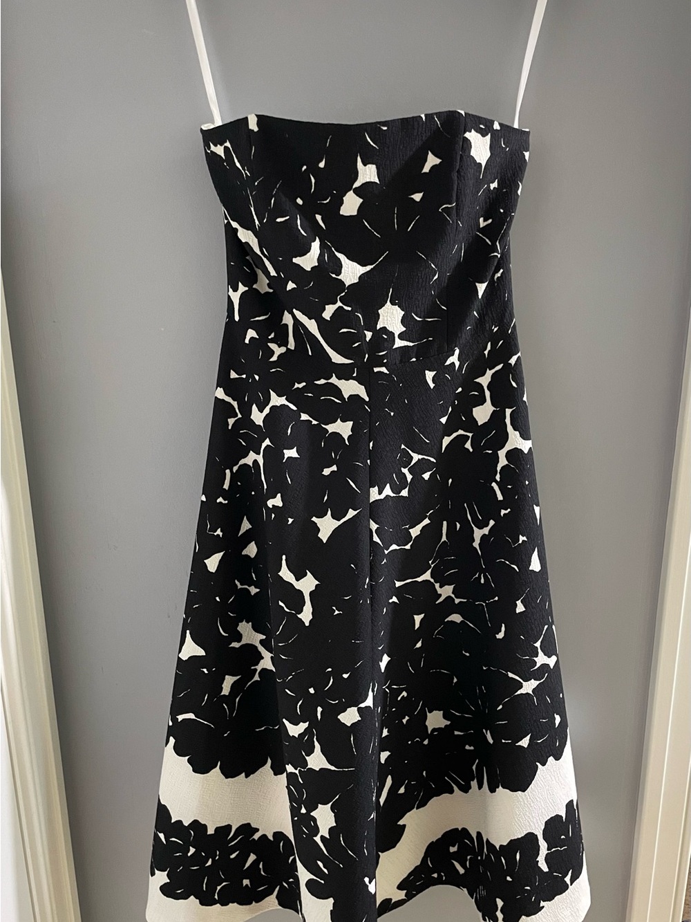 Strapless Floral Dress in Black & White Like New